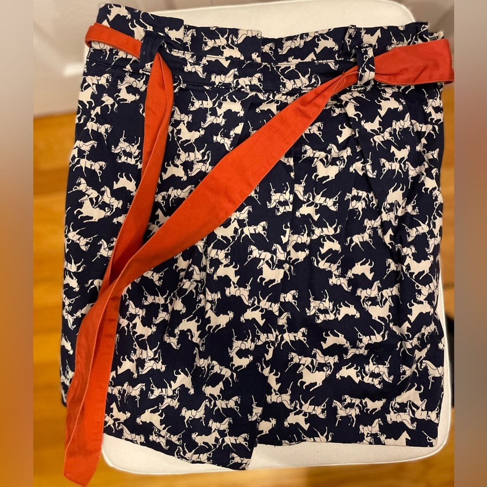H&M navy horse skirt with orange tie